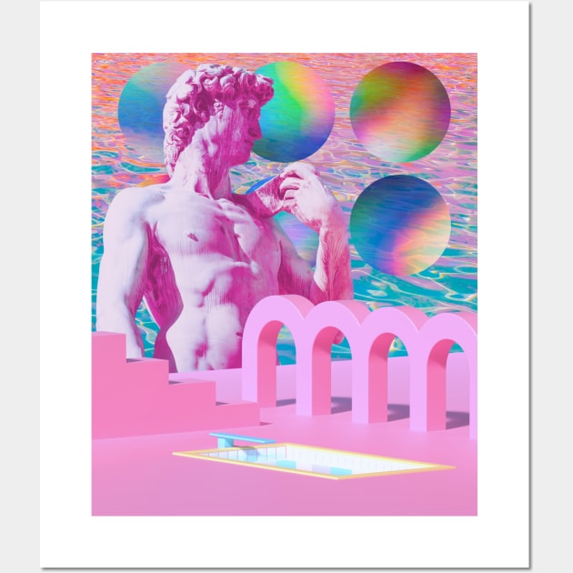 Vaporwave Statue Pink Aesthetic Wall Art by Souls.Print